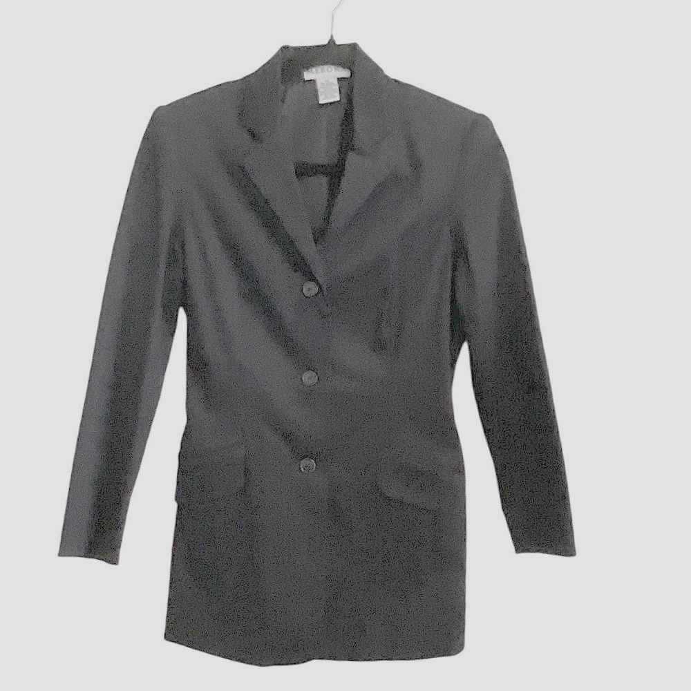 Merona Womens‎ Black Three Button Tailored Blazer Jacket XS Cotton Blend